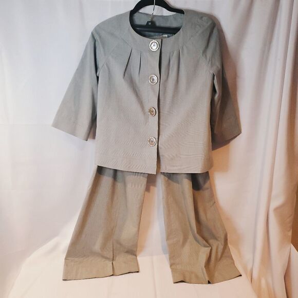 MICHAEL MICHAEL KORS Gray Houndstooth 2 Piece Women's Cropped Pant Suit - Picture 15 of 17